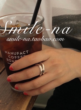 韩国进口925纯银实心弧线戒指