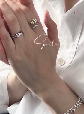 925纯银指环纯手工韩国爱心