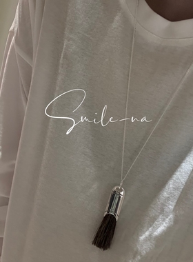 韩国进口S925纯银老钱风设计毛刷流苏长款时尚坦克链项链毛衣链