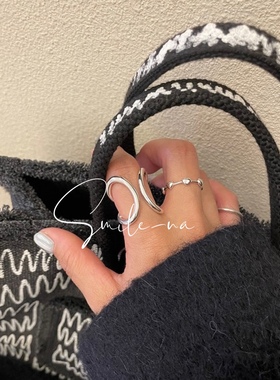 镂空设计师款指环925纯银韩国