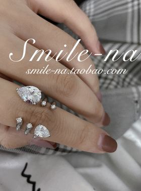 欧美风设计师款纯银水滴开口戒指