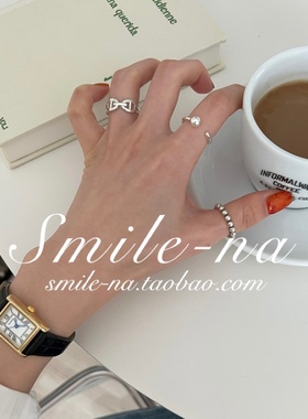 韩国进口925纯银球球半圈戒指