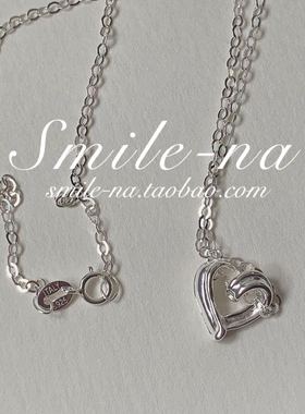 韩国进口925纯银3d女桃心项链