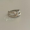 South Korea imported S925 sterling silver niche design simple and versatile fashionable cross hollow ring finger ring joint ring
