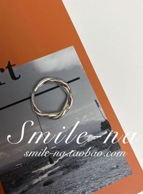 韩国纯银百搭风麻花关节开口戒指