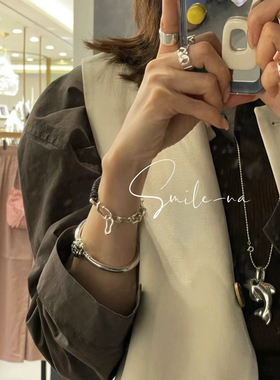 韩国进口925纯银可爱立体大海豚吊坠项链长款毛衣链