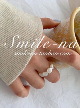 韩国进口设计师弹性戒指ins天然