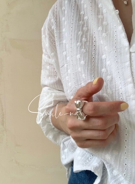 戒指925纯银立体蝴蝶结小众款