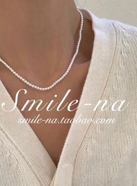 韩国进口925纯银贝珠项链女