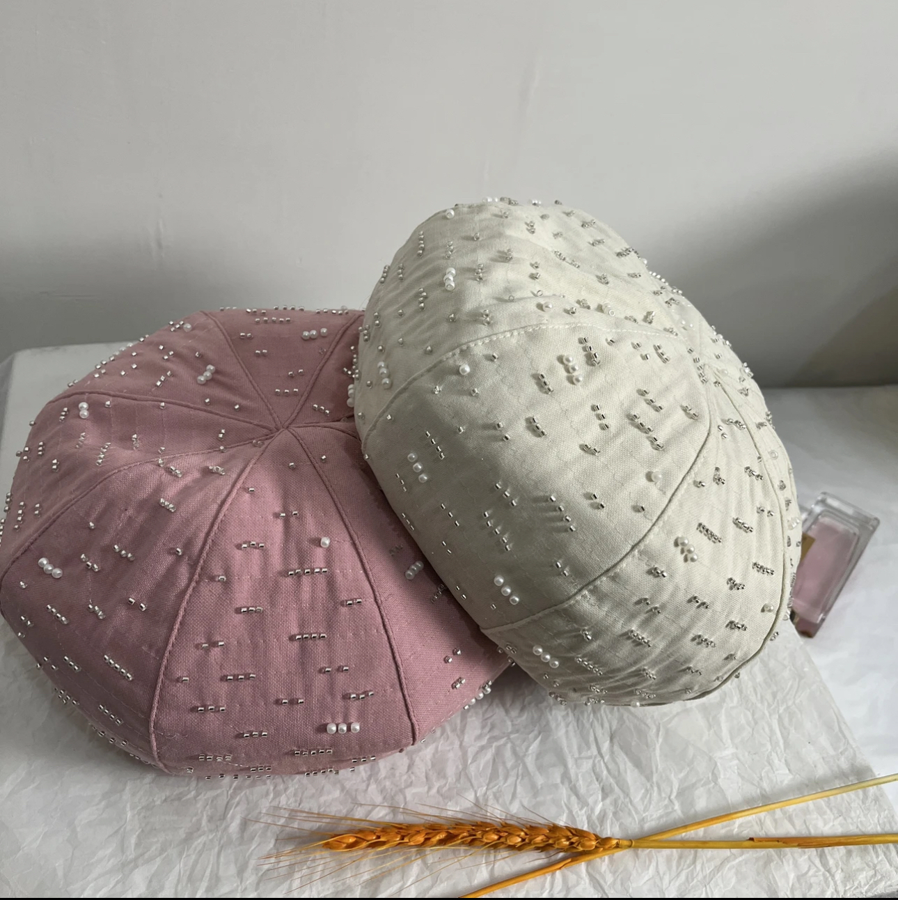 小众设计手工珠珠时尚八角贝雷帽春秋新款百搭女士薄款韩版画家帽 - 图0