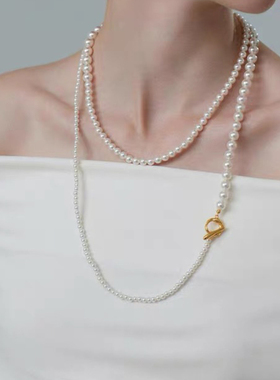 一款多戴施华洛珍珠长项链法式复古叠戴串珠毛衣链时髦简约气质