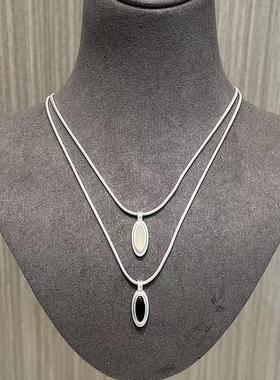 韩版S925纯银黑玛瑙蛇骨项链甜酷小众轻奢2023年新款女简约冷淡风