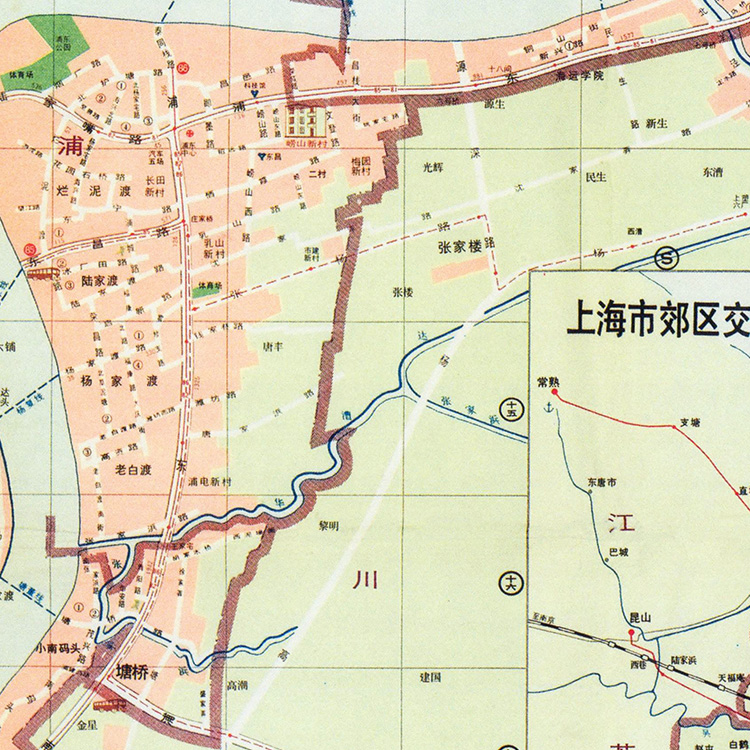 1980年上海市交通图电子手绘老地图历史地理资料道具素材 - 图1