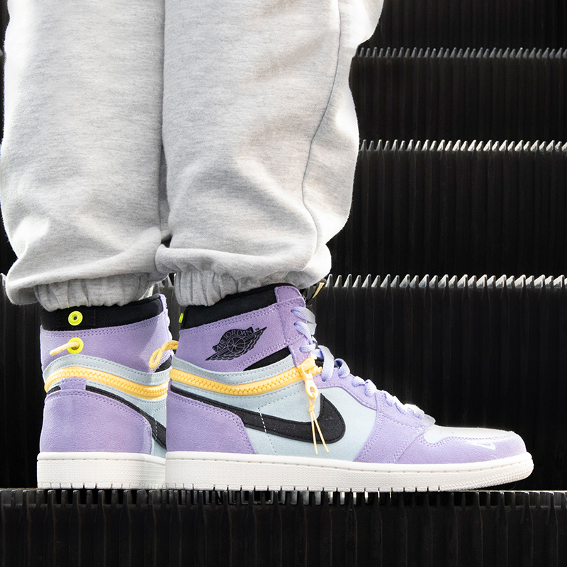 耐克男鞋新款Air Jordan 1高帮aj1拉链黑紫复古篮球鞋 CW6576-500 - 图0