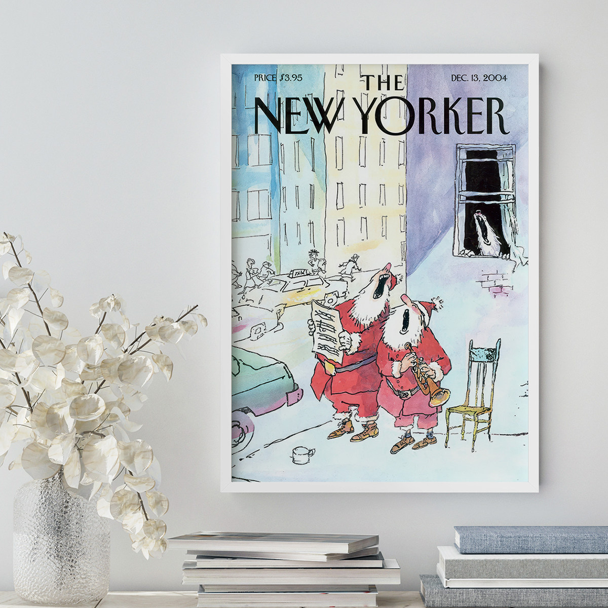 The New Yorker圣诞节插画客厅卧室沙发装饰画挂画艺术框油画壁画,淘宝优惠券,粉丝福利购,淘宝优惠卷