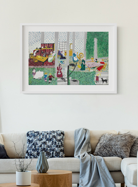 摩西奶奶客厅卧室沙发儿童房装饰画挂画艺术框油画壁画卡通漫画