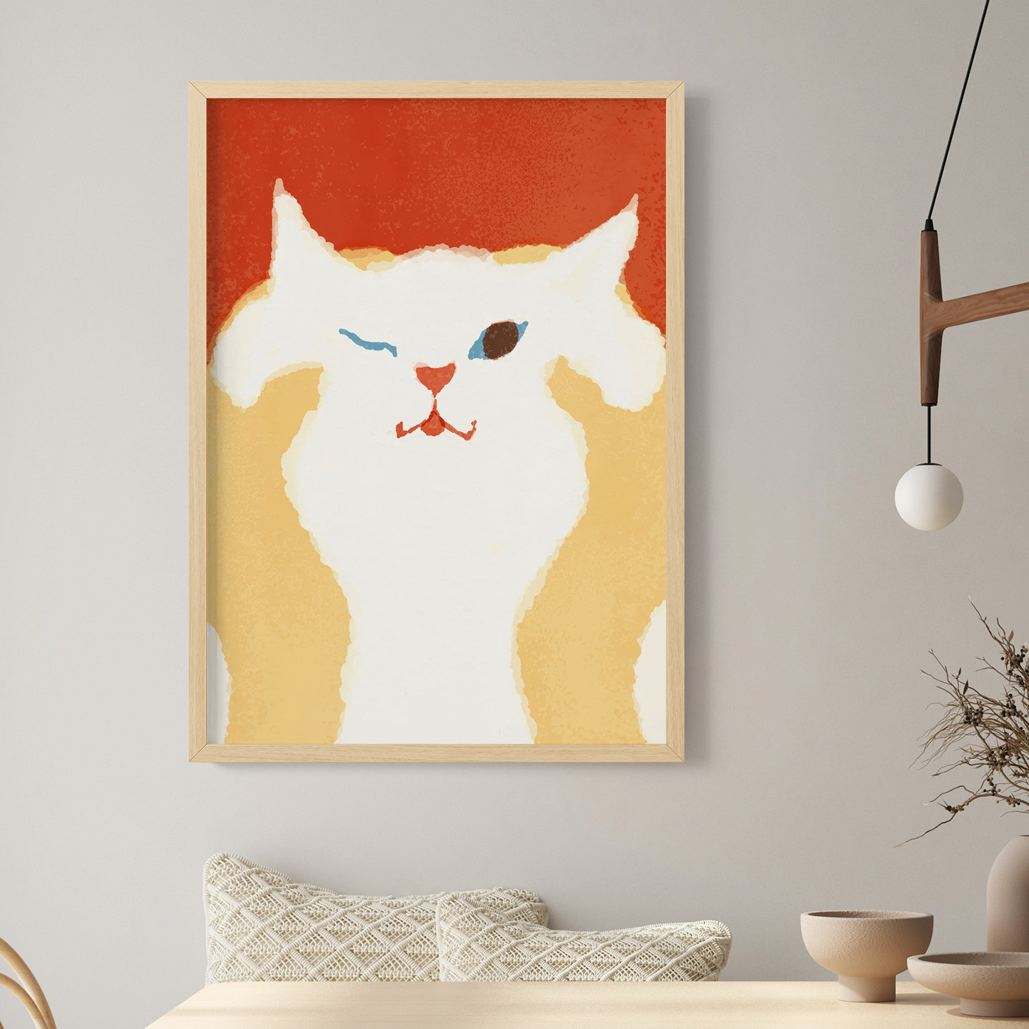 小清新客厅卧室沙发动物猫卡通漫画简约装饰画挂画艺术框油画壁画,淘宝优惠券,粉丝福利购,淘宝优惠卷