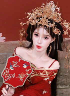 古风汉服合金电镀发饰发冠发簪发钗凤冠古装摄影流苏配饰宫廷套装