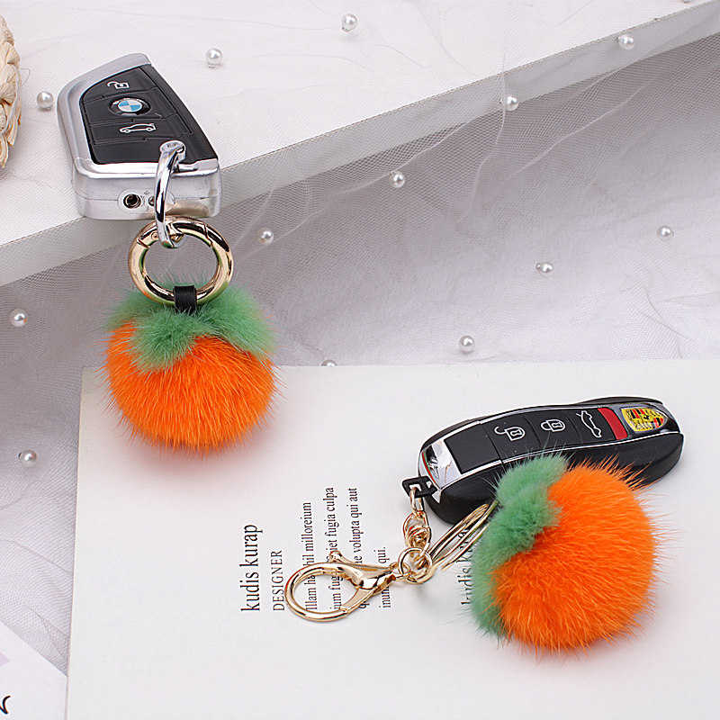 真水貂毛迷你小柿子包挂件汽车钥匙扣手机挂饰毛绒毛球生日礼物,淘宝优惠券,粉丝福利购,淘宝优惠卷