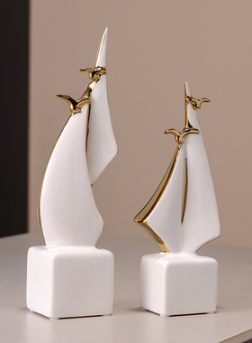 扬帆起航客厅摆件玄关一帆风顺帆船办公室酒柜装饰品乔迁轻奢高档