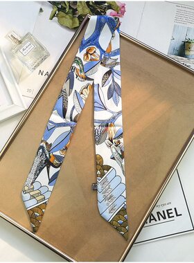 5*100甜美仿真丝细窄长飘带丝巾