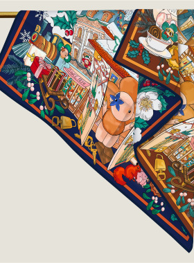 90cm仿真丝双面异色同花大方巾女