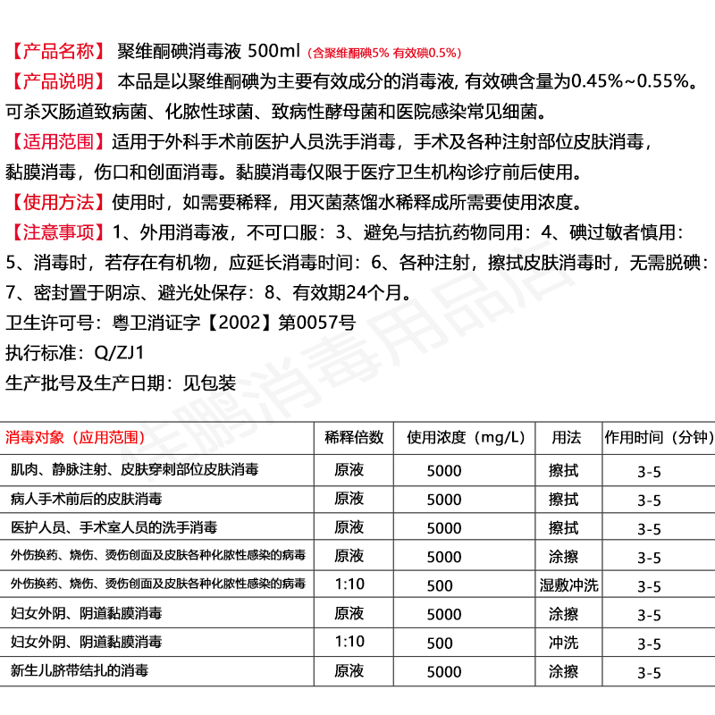 聚维酮碘消毒液皮肤黏膜伤口创面消毒杀菌5%碘伏消毒水婴儿 500ml-图2