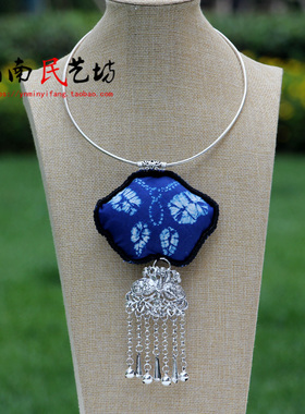 混合材质项圈女手工扎染手工缝制