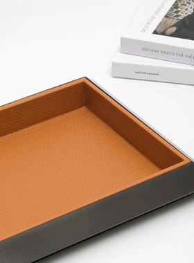 皮革轻奢风托盘橙色皮革
