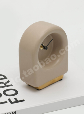 现代简约洞石盘面时钟样板间售楼处床头柜书桌书房装饰品摆件