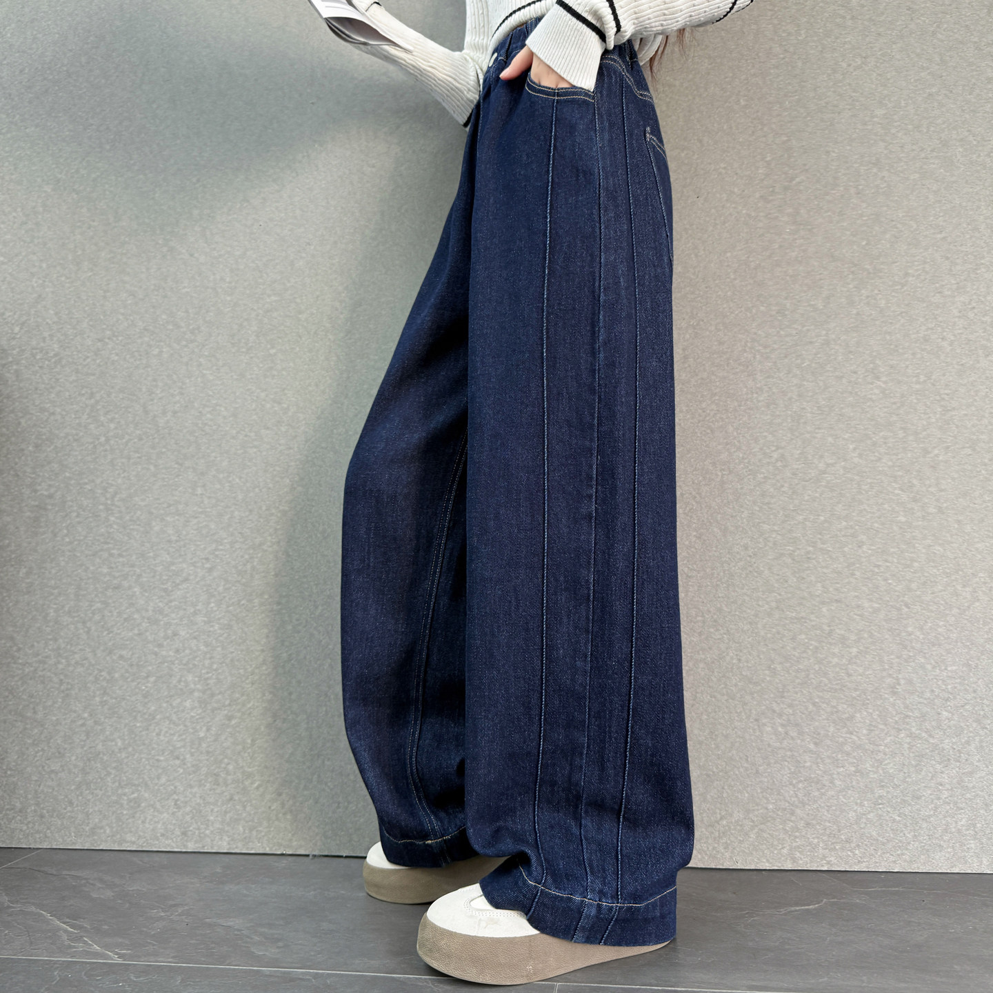 女童春秋牛仔裤2026新款洋气休闲阔腿裤松紧腰长裤子,淘宝优惠券,粉丝福利购,淘宝优惠卷