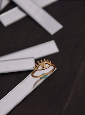 小众设计黄铜眼睛手镯人脸戒指