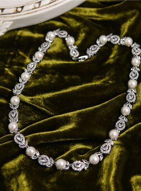 复古宫廷珍珠项链耳环拍照绝绝子