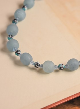 海蓝宝色ins风送女生冰透手链