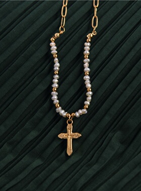 法式ins小众精致十字项链
