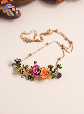 花意盎然孤品项链耳环vintage