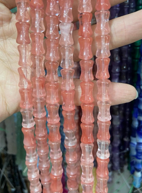8*12mm天然橄榄石绿东陵虎眼竹节散珠串珠diy手链项链饰品配饰