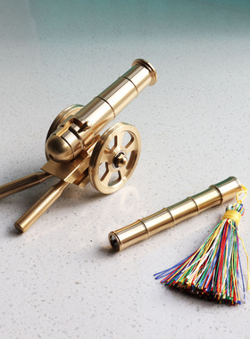 意大利黄铜大炮玩具模型发射放鞭神器可放炮金属模型饰品驱邪摆件