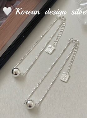 韩国小众高级感ins百搭手饰品 S925纯银简约球球手链极简个性叠