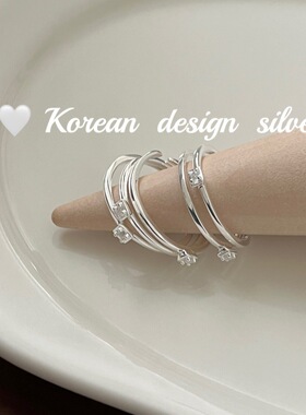 韩国ins风精致小众高级感手饰品 S925纯银 简约锆石戒指叠戴百搭