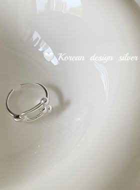 韩国原创小众设计饰品 S925纯银马蹄开口可调节ins风戒指 简约女