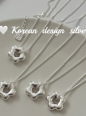 韩国东大门小众设计饰品S925纯银简约高级感镂空花花项链气质