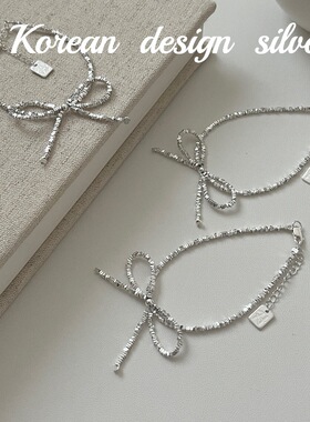 韩国ins风小众设计高级感简约手饰 S925纯银碎银子蝴蝶结手链项链