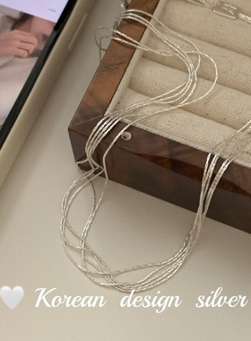 韩国重工手作亮银饰品 S925纯银多层锁骨链 女叠戴ins风项链级