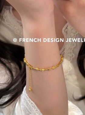 法式小众轻奢高级感 S925纯银 节节高升竹节手链精致气质款手