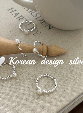 韩国南大门银饰品批发 S925纯银竖条纹麻花戒指ins小众时髦设计款