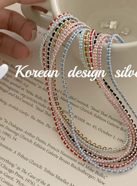 韩版2024款ins风银饰品 s925纯银项链简约多巴胺项链