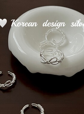 韩国东大门热门小众亮银饰品 S925纯银 扭绳缠绕戒指个性简约