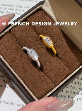 法式布契风手工拉丝指环 S925纯银 拉丝锆石戒指高级感小众设计