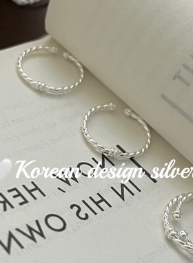韩国ins风气质简约饰品S925纯银 麻花打结戒指小众设计个性冷淡风